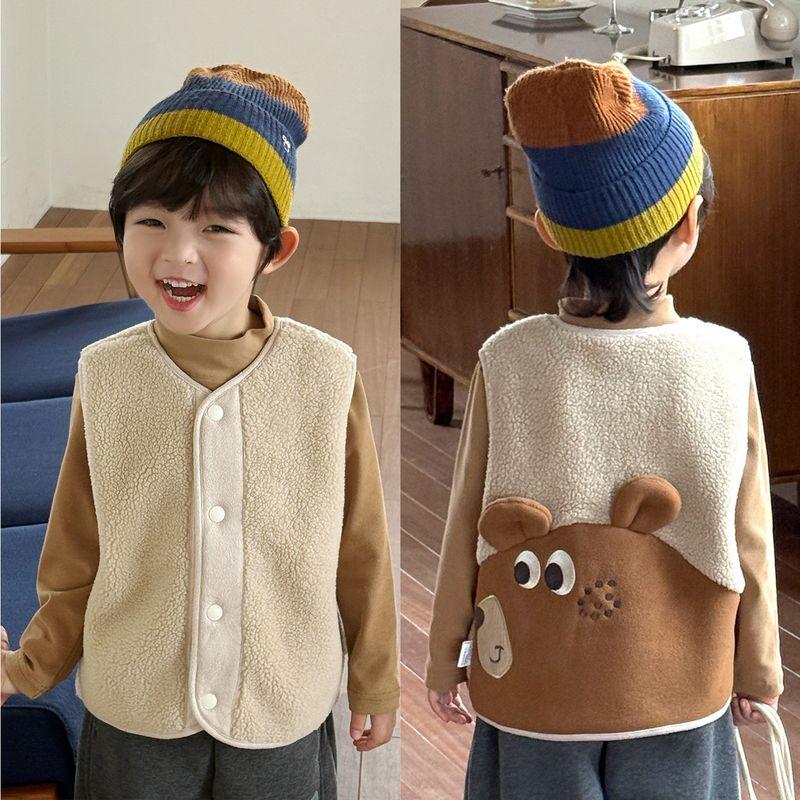 Boys  Vest, Children s Spring and Autumn Fleece Warm Jacket, Cartoon Cardigan for Kids, Outerwear Vest