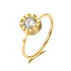 JeeMango Stainless Steel Geometric Zircon Ring For Women Trendy Party Jewelry Minimalist Accessories R26018