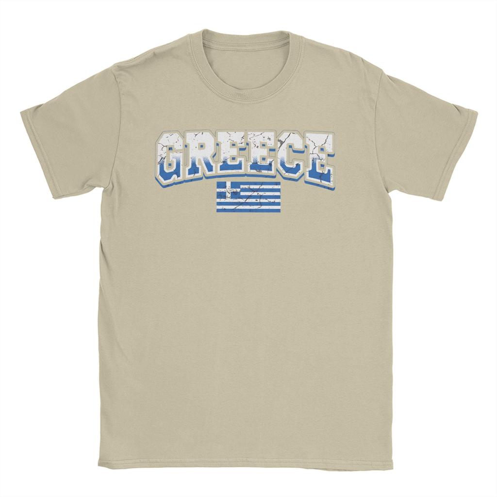 Greek Flag Greece Hellas Hellenic Men T Shirts Novelty Tees Short Sleeve Crewneck TShirts 100 Cotton Plus Size Tops