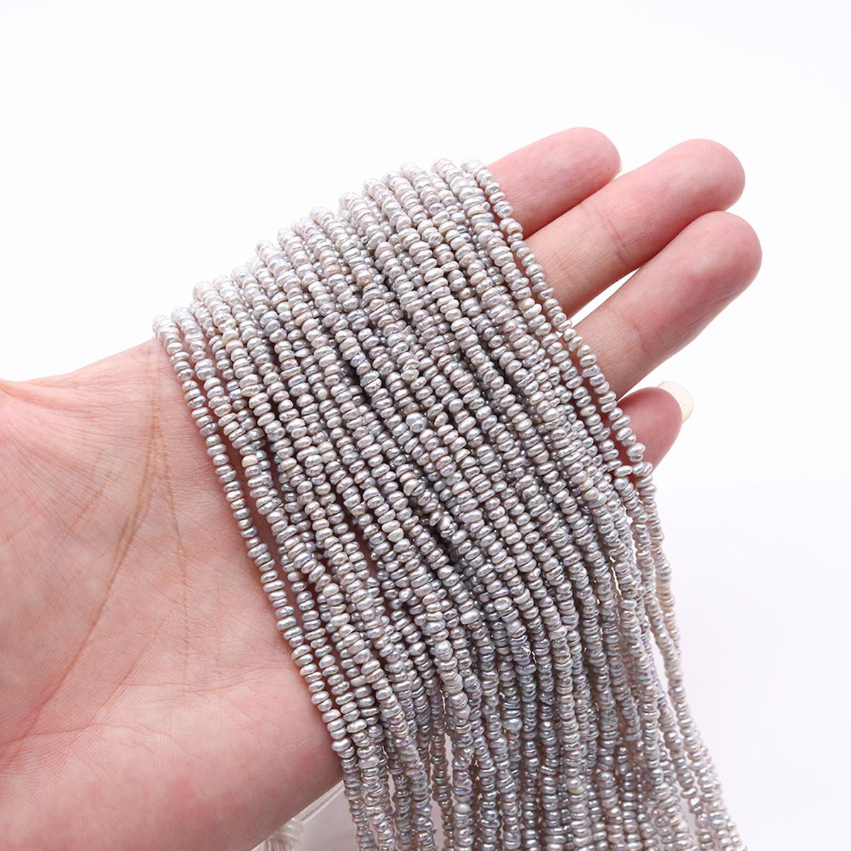 

1String, Natural Freshwater Pearls, 2–3 Mm Grey Coin Pearl Beads for Jewelry Making DIY Necklace Supplies, Birthday Party Gifts for Women, 36cm 1String/2-3mm-36cm серый