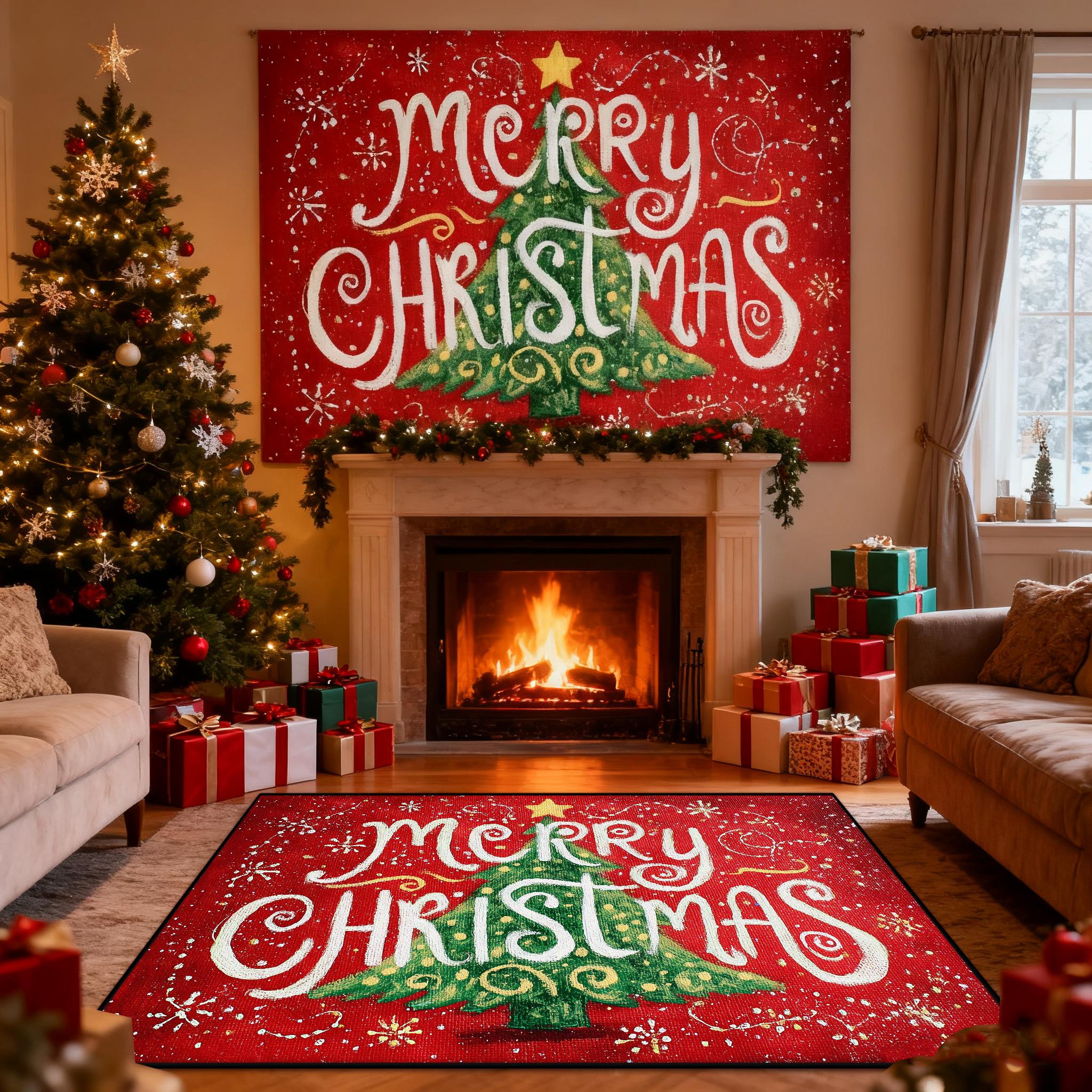 

Christmas Creativity Carpet for Living Room Children Bedroom Area Rug Gorgeous Home Hallway Rugs Kid Room Bedside Soft Floor Mat 60x90cm