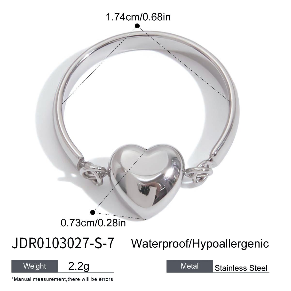 

Fashion Creative Two Colors Stainless Steel Smooth Surface Heart-shaped Reversible Rings for Women Friend Simple Funny Zircon