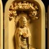 Buddhist Kannon wood miniature Buddhist Buddhist Buddhist ornament 10cm x width 13cm x depth statue, Sankaibutsu, statue, Manjusri, Kannon,