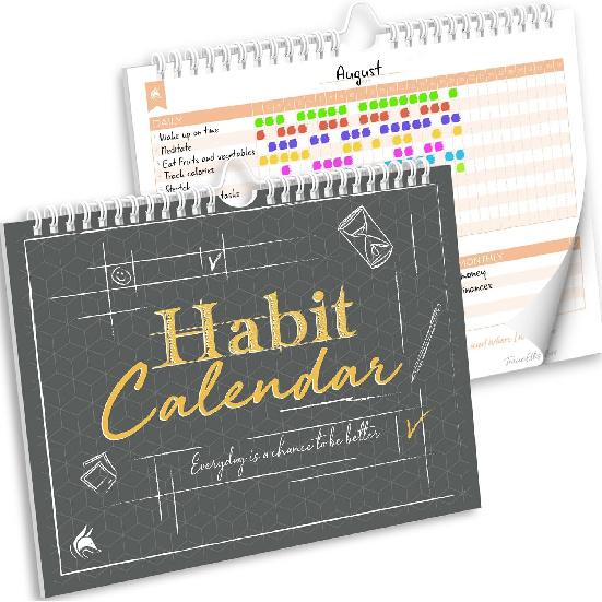Clever Fox Habit Tracker Calendar – pirational Goal Tracker and Habit Calendar for Atomic Habits – Colorful Habit & Goal Planner Journal to Boost 10″ x 8″ чёрный