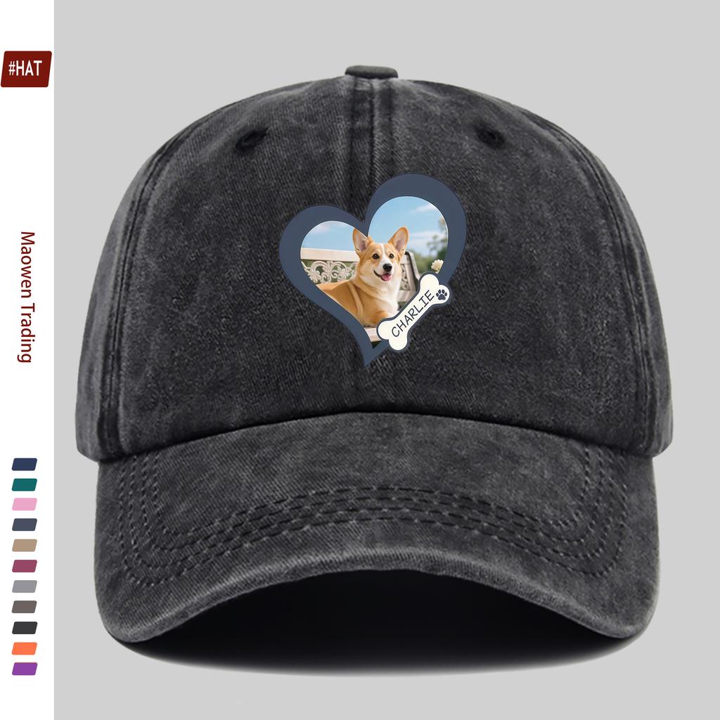 pc Heart Dog Print Baseball Cap Happy Travel Pet Element Printed Sun Hat Comfortable And Lightweight Adjustable Strap Fashi