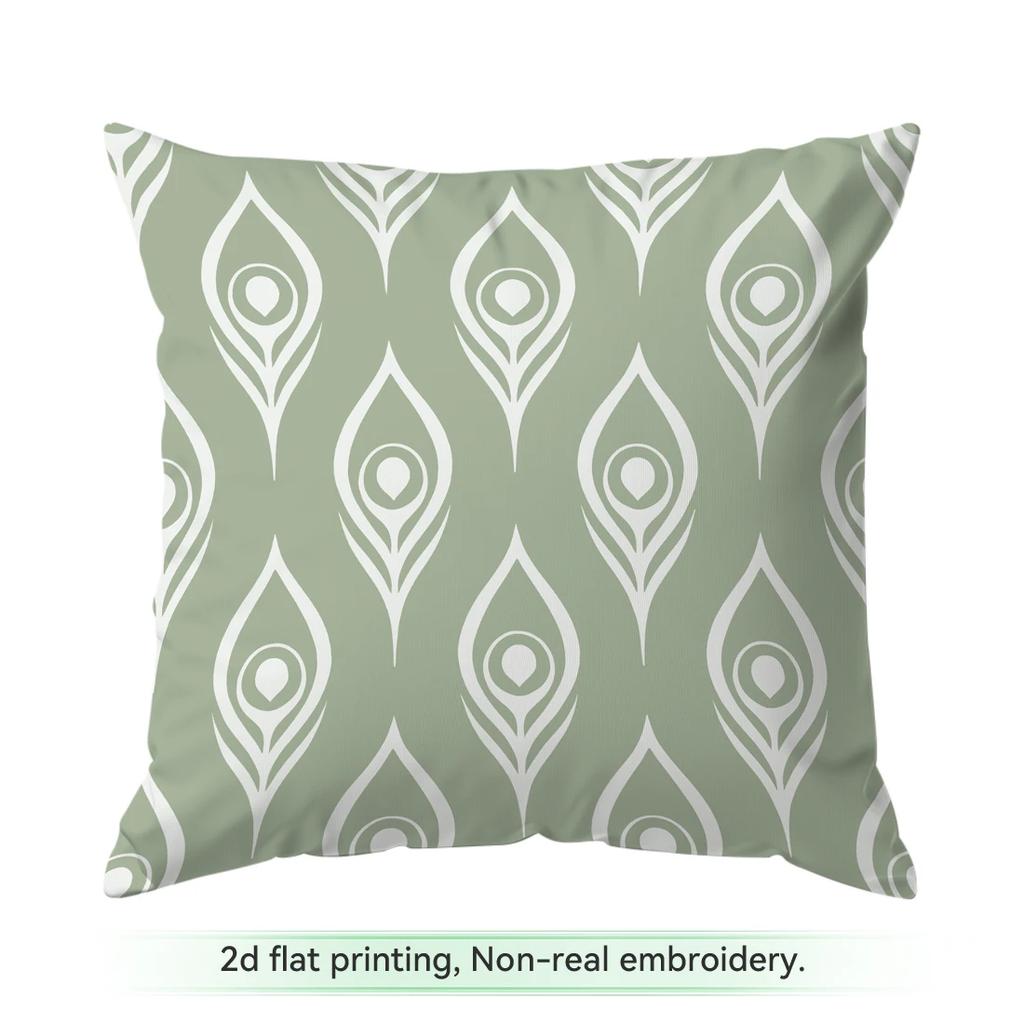 Fresh White And Green Pattern Cushions Pillowcase Polyester Cushion Cover Throw Pillow Pillowcover Home Car Sofa Decor