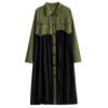 Niche Long Sleeve Loose Patchwork Pleated Dress