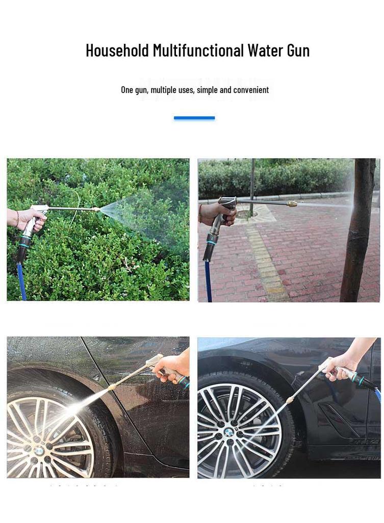 High-Pressure Car Wash Water Gun with Retractable Soft Hose & Nozzle for Tap Water & Flower Watering