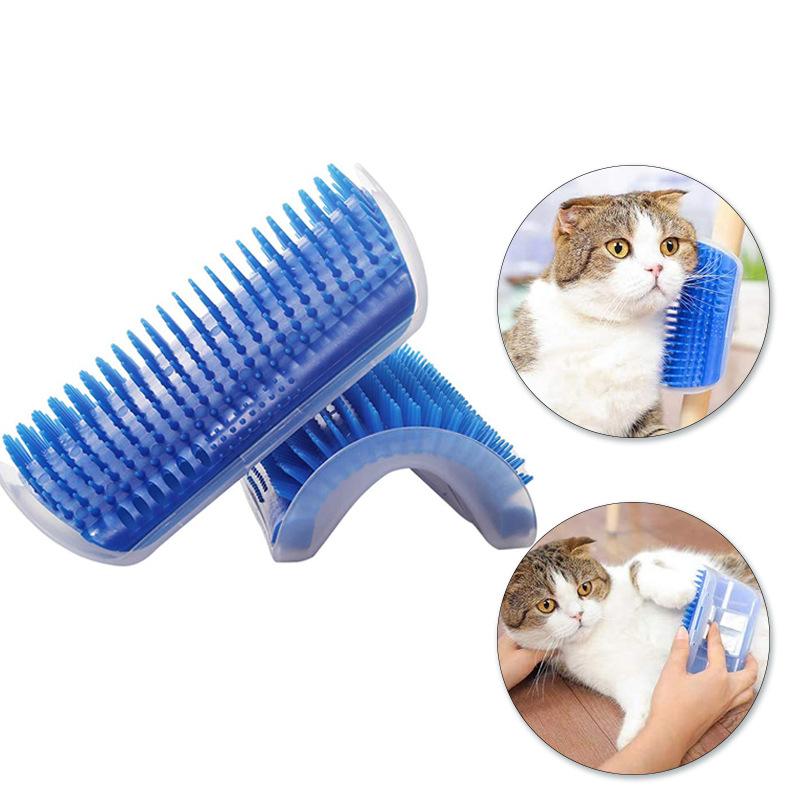Self-grooming Cat Brush with Catnip Includes a Corner Massage Feature and Scratching Comb for Complete Pet Grooming