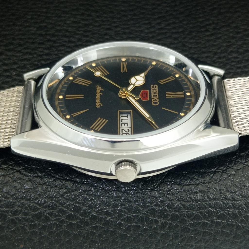 JAPAN VINTAGE REFURBISHED SEIKO 5 AUTOMATIC 6309A MENS BLACK WATCH a442147-4