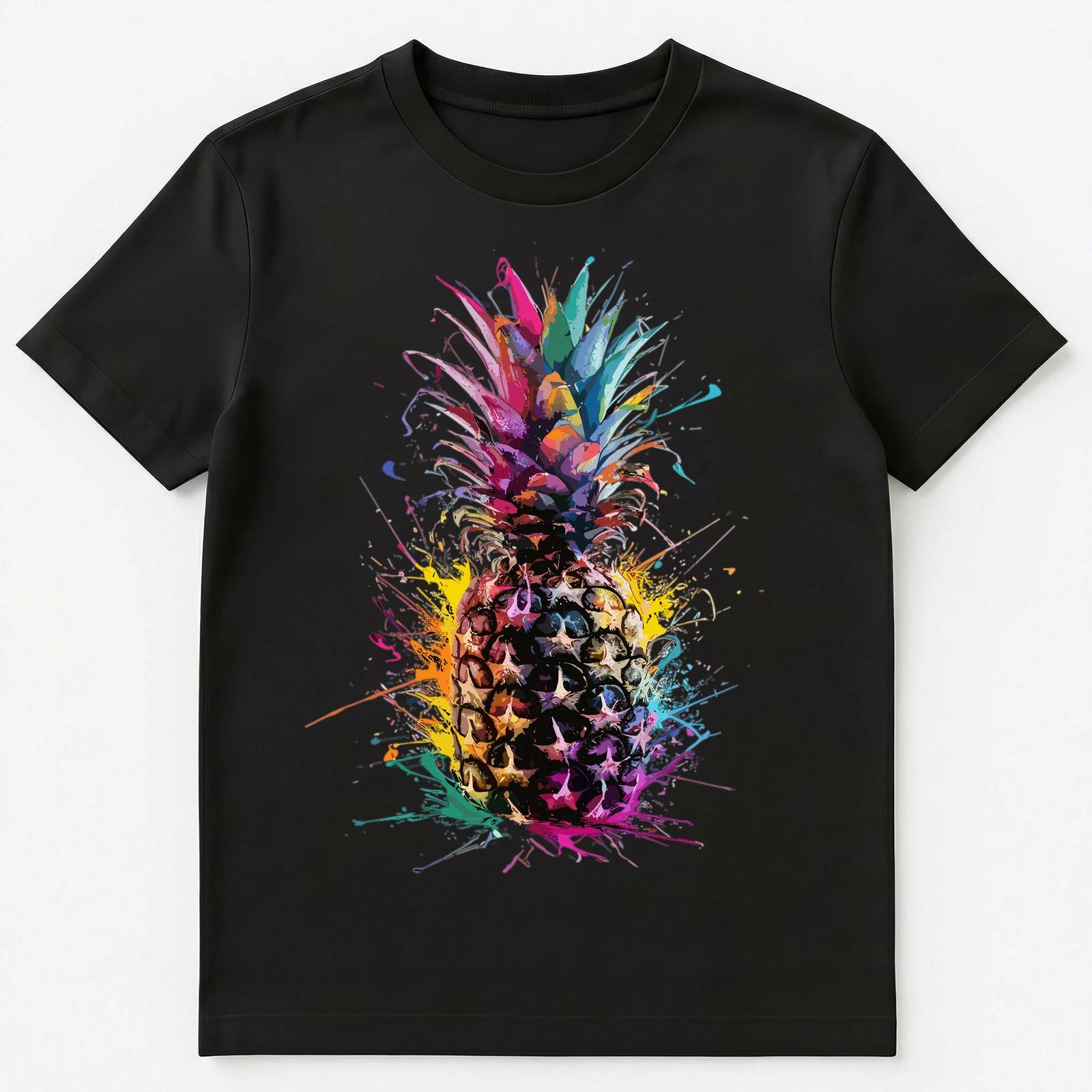 

Colorful Paint Splash Pineapple Art Graphic Unisex T-Shirt L