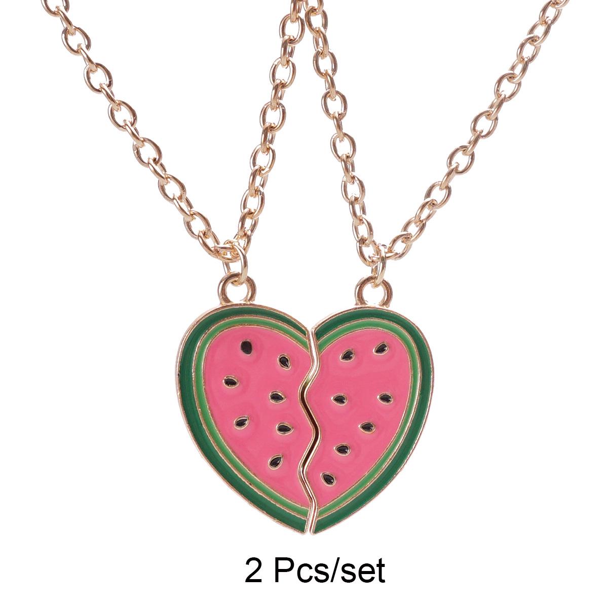

Мультяшное ожерелье-пазл «Дружба-арбуз» для детей - Милый дизайн из сплава и эмали в виде фрукта