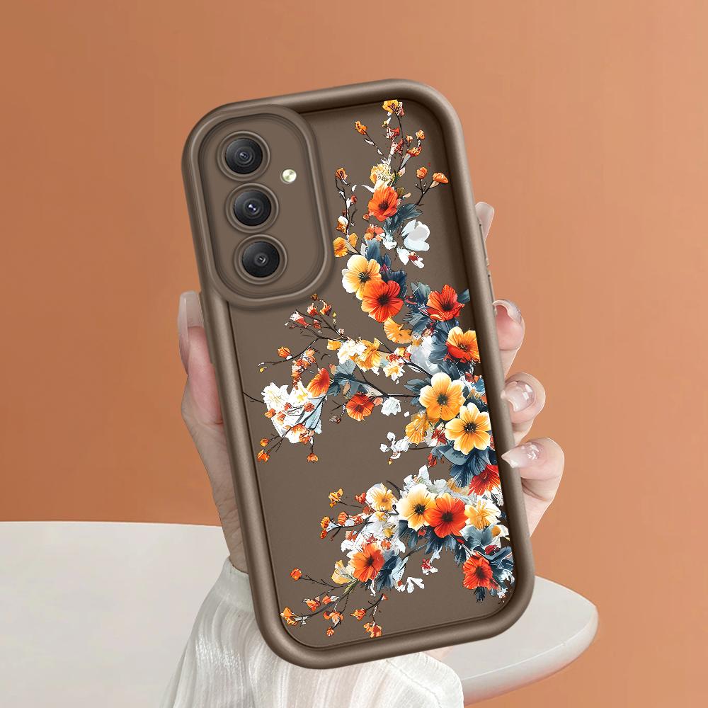 

Мягкий силиконовый квадратный чехол с рисунком лестницы для телефона, полное покрытие, противоударный защитный резиновый чехол для камеры для Samsung Samsung A05S коричневый