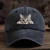 Baseball Hat Cat Printed Adjustable Washed Cotton Baseball Cap Retro