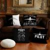 Aircraft Pilot Print Black Cushion Cover Printed Pillow Unique Home Decor Sofa Cushion Cover Home Decoration