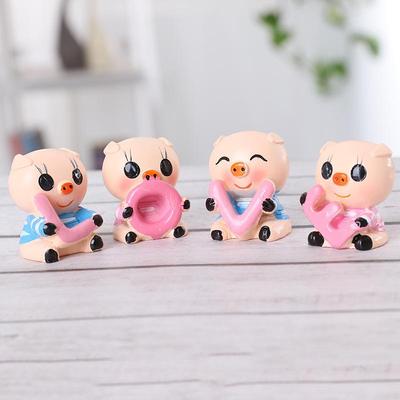 Adorable Little Pig Resin Car Ornament for Men and Women - Handmade Decorative Interior Accessory