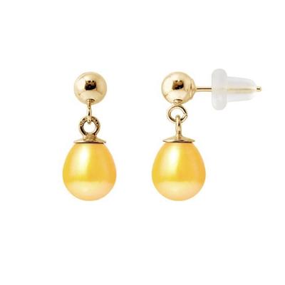 Earrings - - Comet - Freshwater Cultured Pearls 6-7 Mm - Yellow Gold - AAA+
