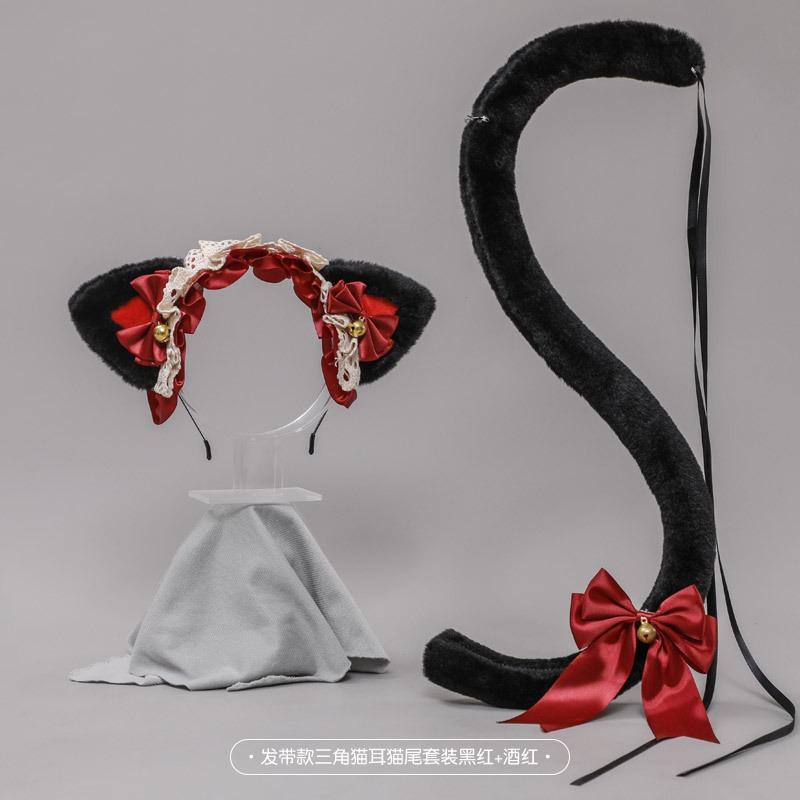 

Ручная работа Лолита повязка на голову аксессуары кружево бант кошачьи ушки повязка на голову кошачий хвост набор