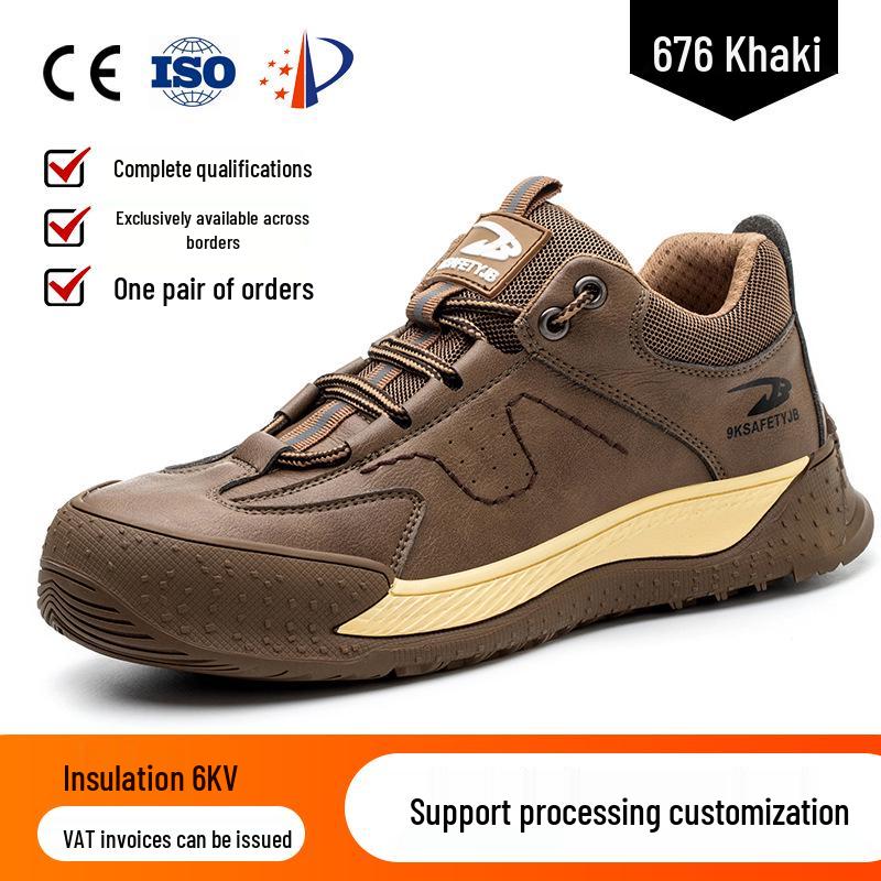 Men's Fly-Knit Safety Shoes: Anti-Smash, Anti-Puncture, Breathable, Lightweight, Comfortable, Wear-Resistant with Soft Sole and Button Closure.