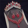 Wunderschöne rosa Kristall-Diademe Brautschmuck-Sets für Frauen Mode Krone Ohrringe koreanische Hochzeit Halskette Dubai Schmuck-Sets