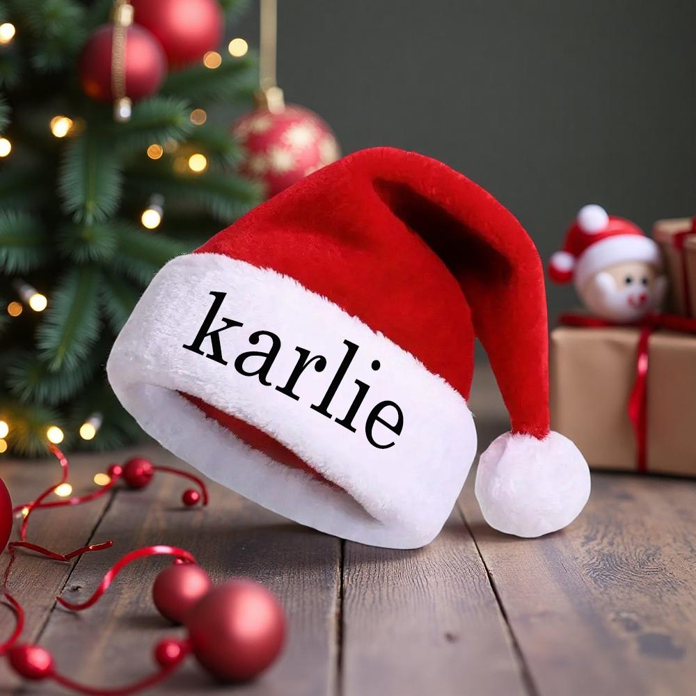 Personalized Santa Hat Red White Christmas Hat with Name Kids Adults Christmas Family Gift Sack Santa Holiday Party Accessories