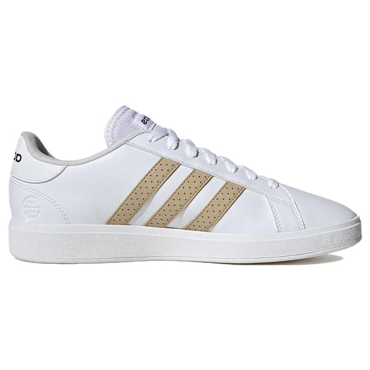 adidas Neo GRAND COURT Fashion Slip Resistant Low Top Skateboard Shoes Men's White Brown HR0231
