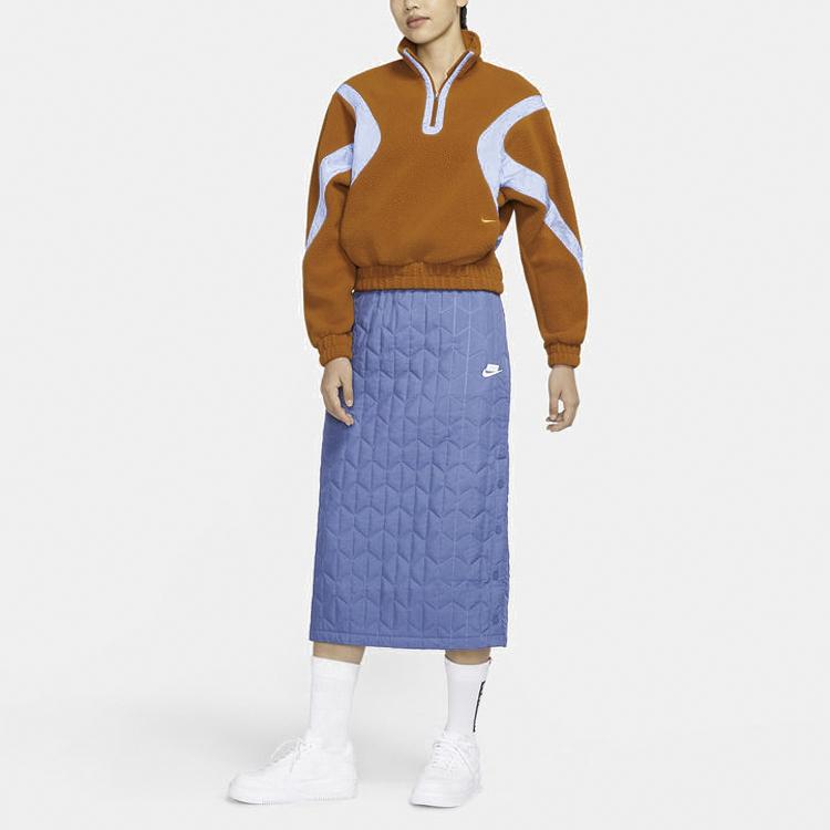 Nike Vêtements de sport Rétro Demi-zip Color Block Polaire Col montant Veste de sport Veste Femme Jaune-Marron CU7069-290