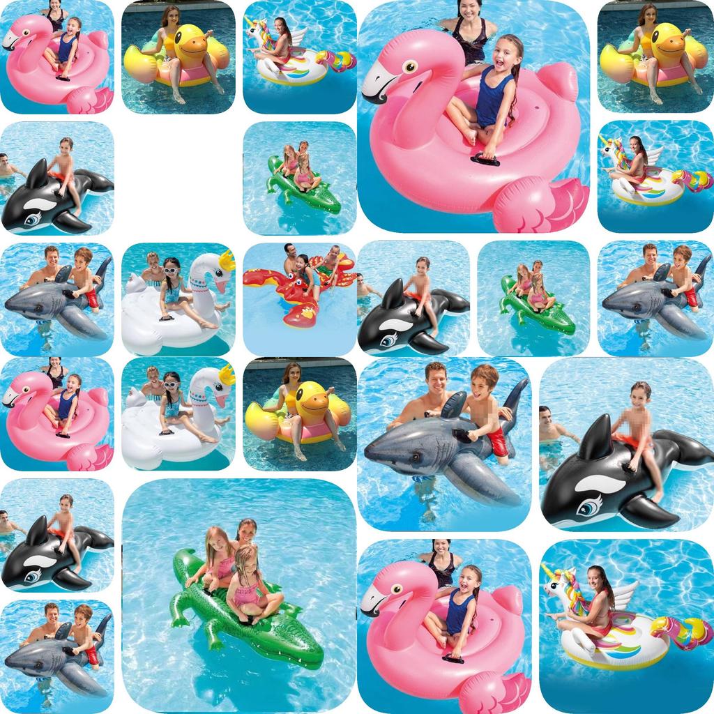 Intex Pvc Inflatable Ride-on Animal Swim Floats For Kids And Adults With Fun Designs