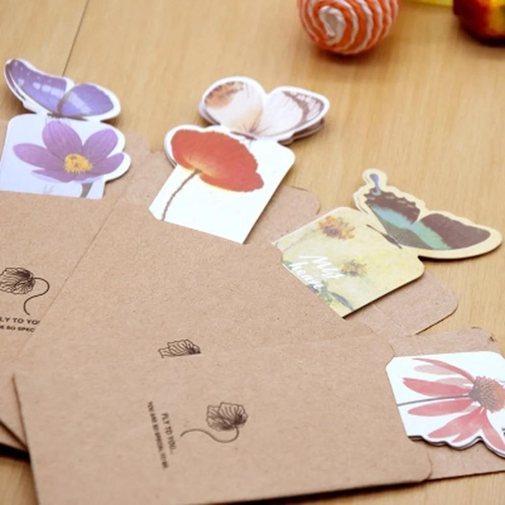 8pcs/set New Cute Butterfly Kraft Bookmarks for Books Markers Holder School Cute Gift