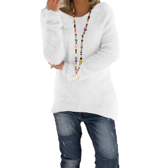 

Женские свитера Топы Круглый вырез Длинный рукав Свободный крой Вязаные топы Однотонный Эластичный Дышащий Трикотаж XL белый