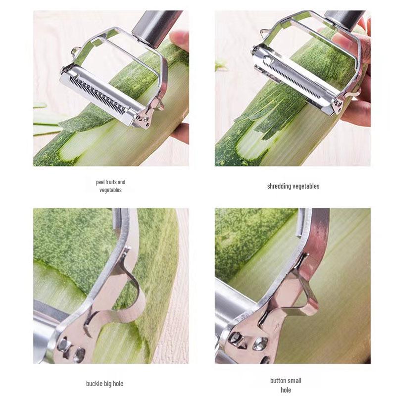 Stainless Steel Dual-Head Grater & Peeler - Multifunctional Kitchen Tool for Fruits, Melons, and Potatoes