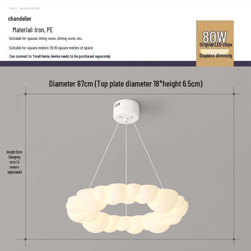 Nordic Modern Minimalist Cream Bubble Ceiling Light for Master Bedroom