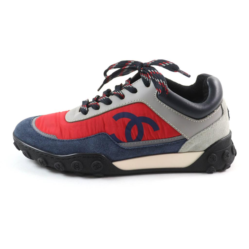 Great CHANEL sneakers Logo design COCO Mark suede leather Multi Women 35 G34086 Used