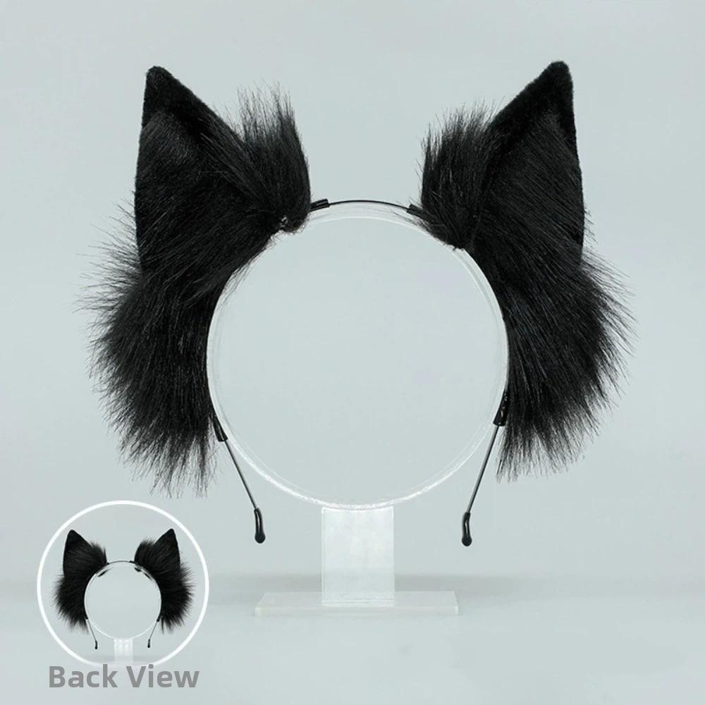 Faux Fur Cosplay Headwear Solid Color Animal Ear Headban Fashion Cat Ears Headband  Women