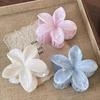 Blue & White Gradient Plumeria 3D Marble Hair Claw Clip - Elegant Floral Hair Accessory