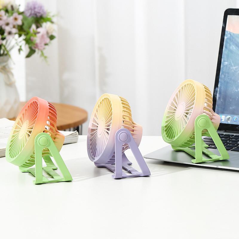 New Mini Usb Fan Color Changing Portable Desktop Fan With Built-in Battery Ideal For Students Dormitories Characters)