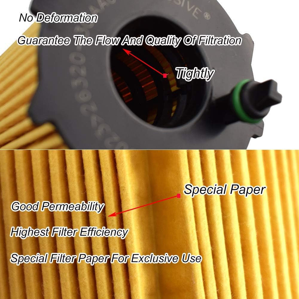 3Pcs Oil Filter 26320-3CAA0 for Hyundai Azera Santa Fe Kia Cadenza Sedona Sorento Engine Oil Filter Replacement CH10855 263203CAA0 Engine Parts