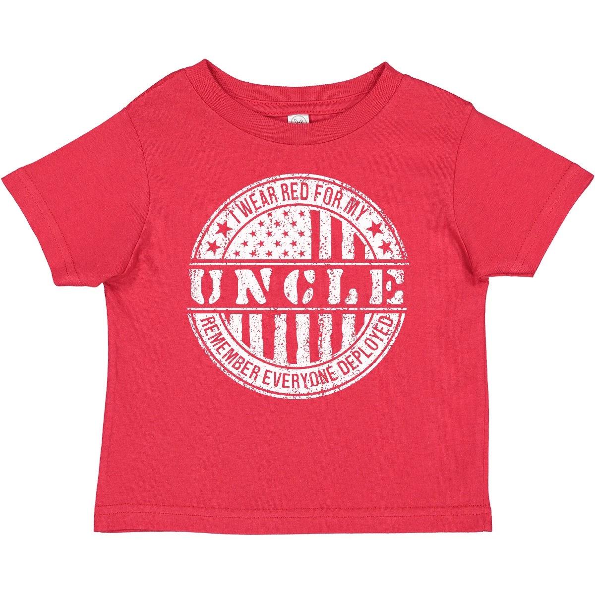 Inktastic I Wear Red For My Uncle Baby kids boys T-Shirt Uncles Family Brave R E D On Star 110