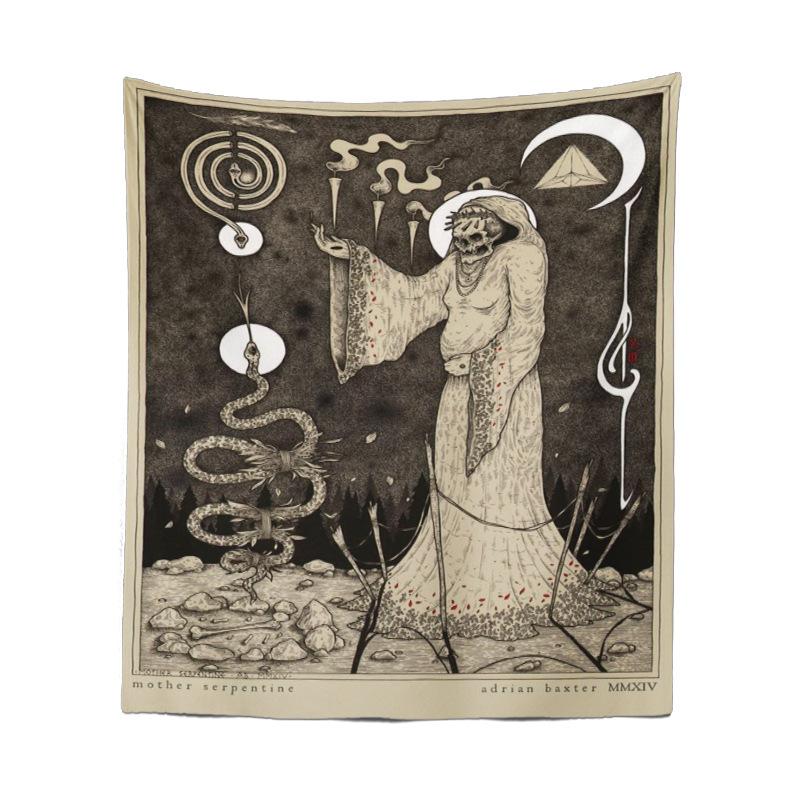 Bedroom Living Room Tapestry Horror Skull Tapestry Halloween Black and White Ghost Tapestry Tapestry Home Decor