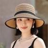 Women's 2024 Spring Straw Hat with Bow - Foldable Beach & Cycling Sun Protection Hat