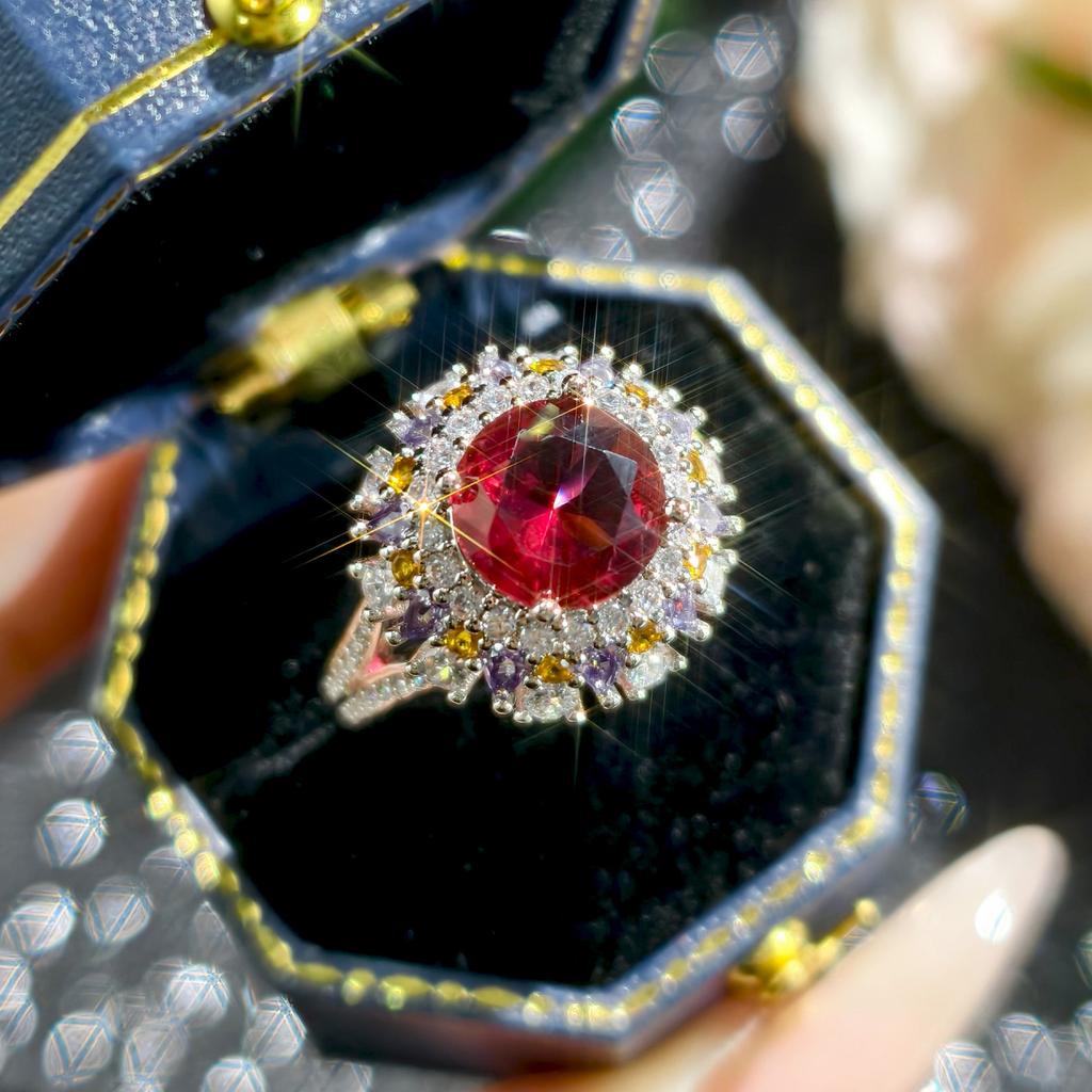 New Gorgeous Red Cubic Zirconia Rings For Weomen Elegant Wedding Anniversary Gift Temperament Female Finger Accessories Jewelry