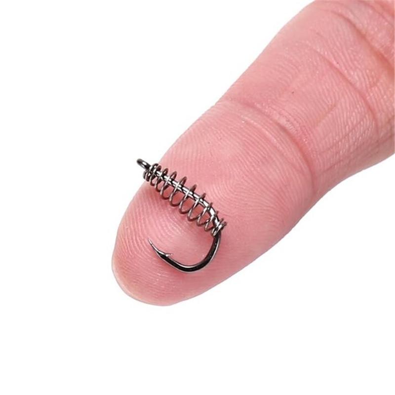 10Pcs Steel Fishing Hooks Barbed Swivel Carp Jig Fishhook Spring Hook with Hole Fishing Tackle