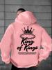 Men's Fashionable Crown and Thorn Print Hooded Sweatshirt, a Comfortable and Casual Everyday Top.