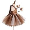 Kids Animal Ears Headband Tie Tail Tutu Dress Set Cosplay Halloween Costume Birthday Party Gift Hair Band Christmas Prop