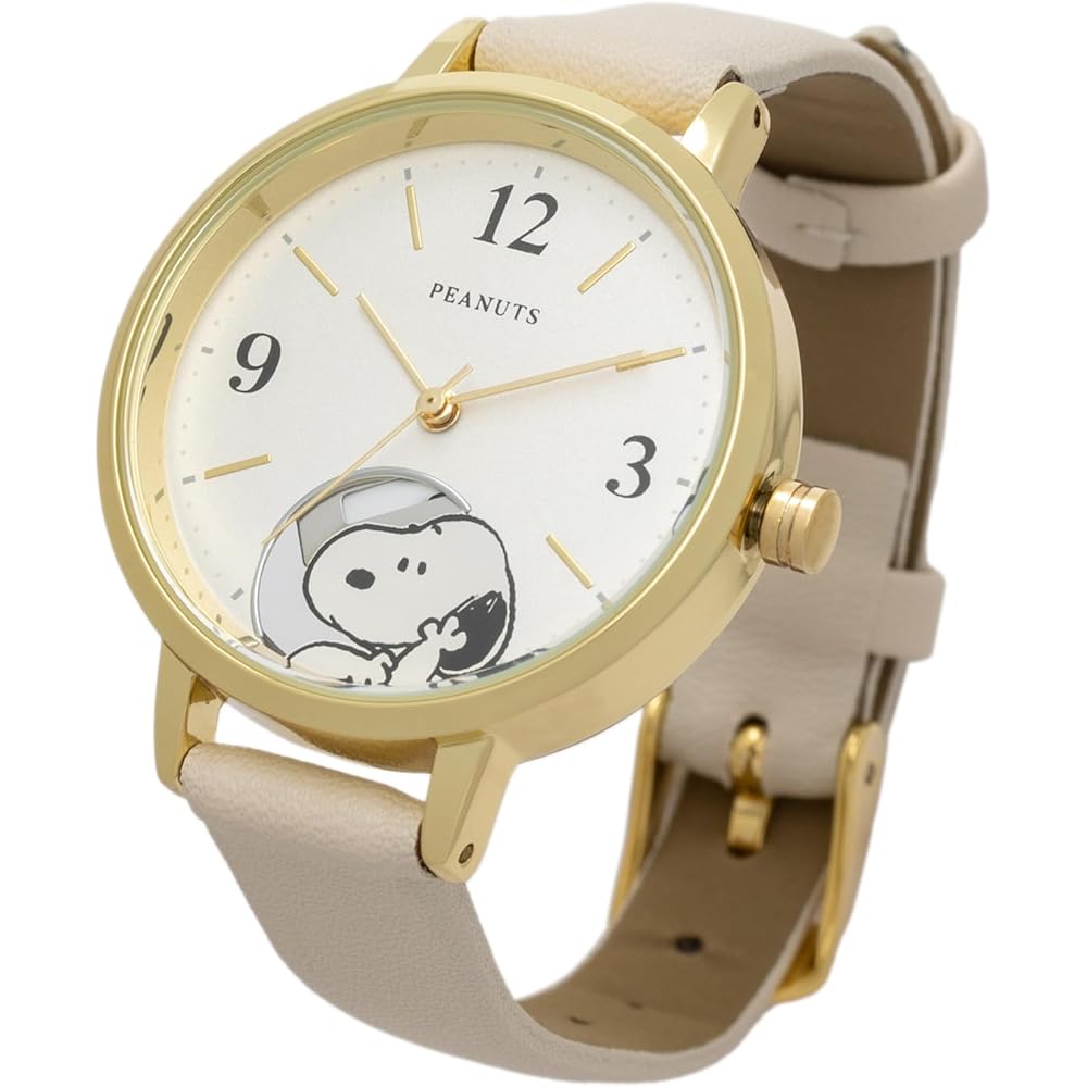 Fieldwork Snoopy Analog Women s Watch White Leather Strap Hide and Seek Design PNT044-1