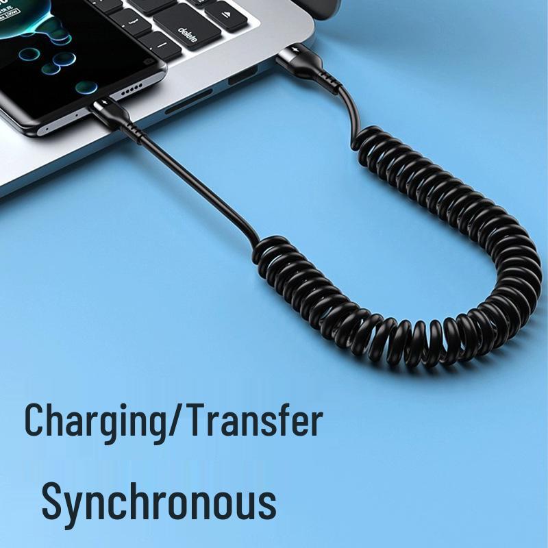 120W Spring Retractable Fast Charging Type-C Cable for Huawei Honor Car 6A