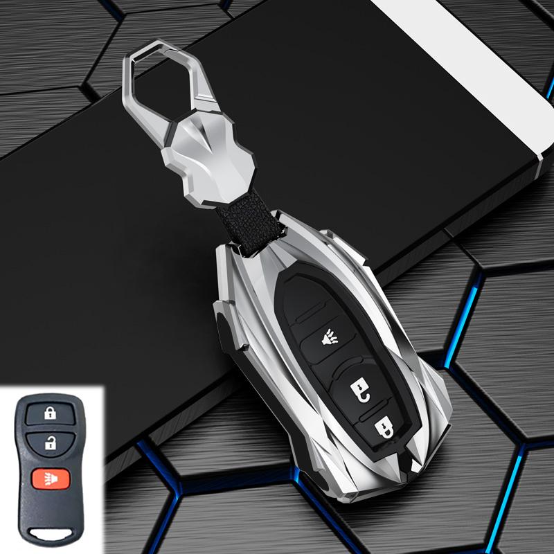 Zinc Alloy Car Key Cover For Nissan 350Z Maxima Sentra Armada Titan Kicks Murano Smart Remote Control Protect Case Keychain