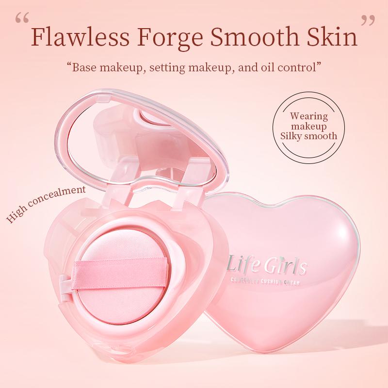 Pink Heart Concealer Air Cushion Cream Flawless And Long-lasting Delicate Moisturizing Translucent Portable Foundation Cream