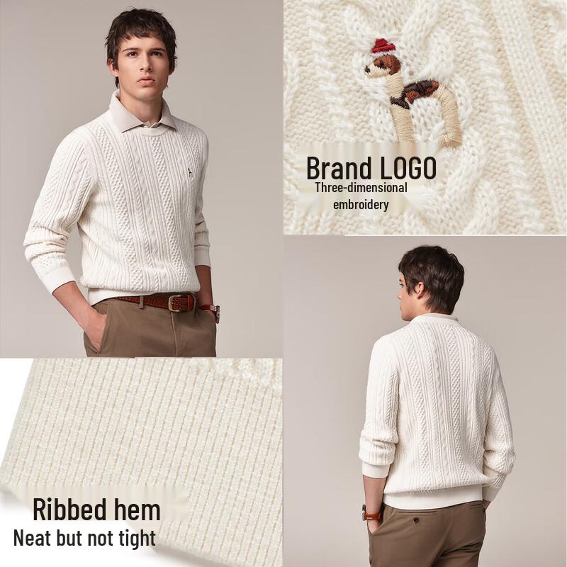 HAZZYS Men's Cable Knit Cotton-Wool Blend Sweater