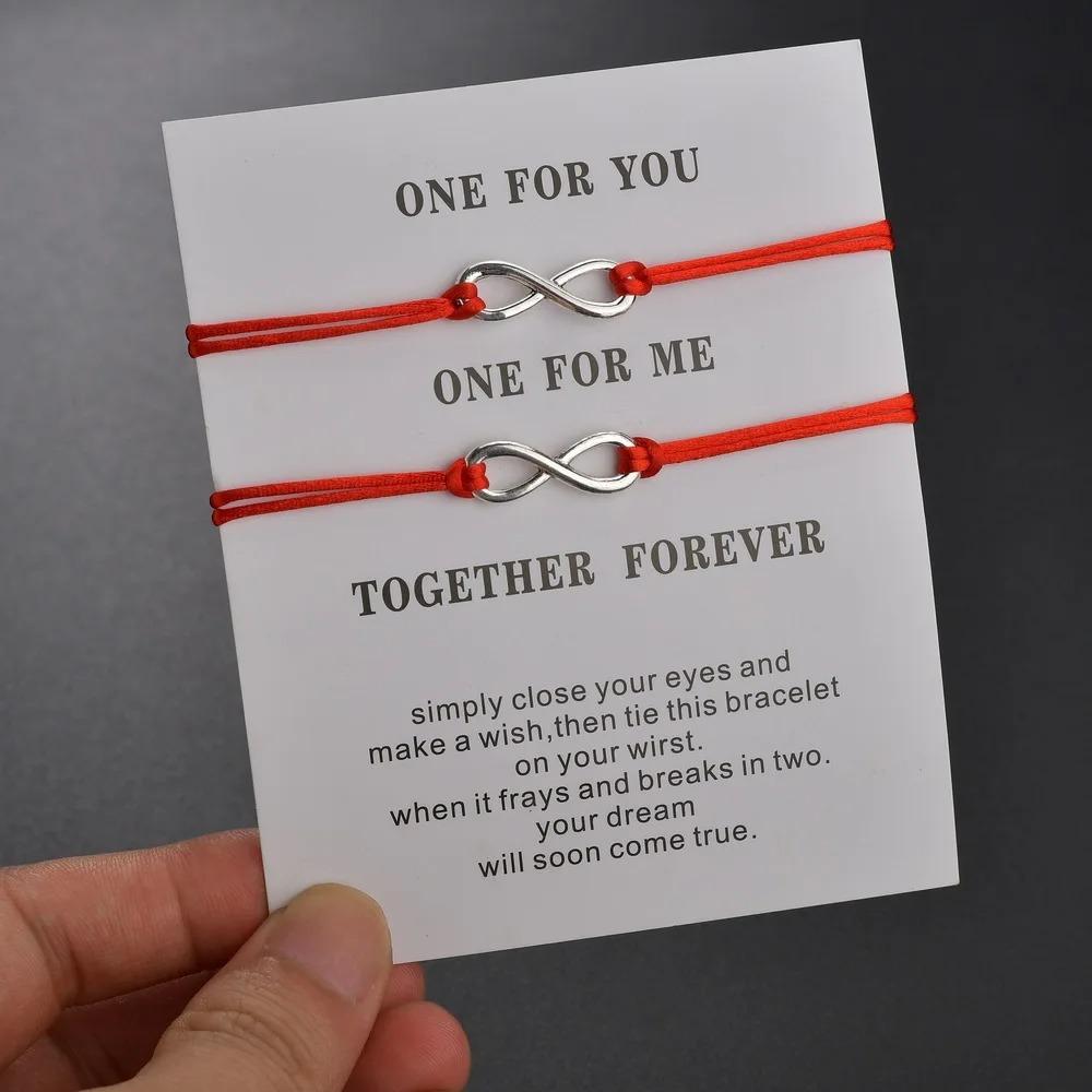 2Pcs Number 8 Infinity Love Lucky Couple Bracelets For Women Men Colorful Braided Rope Friendship Bangles Jewelry